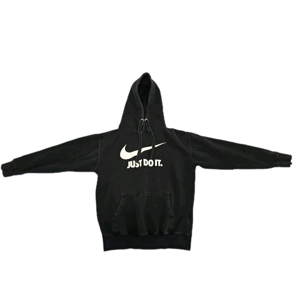 Vintage Nike Just Do It Big Swoosh Black Hoodie Mens Size Medium Kangaroo Pouch